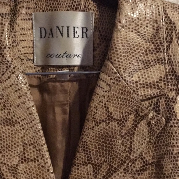DANIER COUTURE SNAKE EMBOSSED LEATHER BLAZER Sz M - Picture 2 of 8